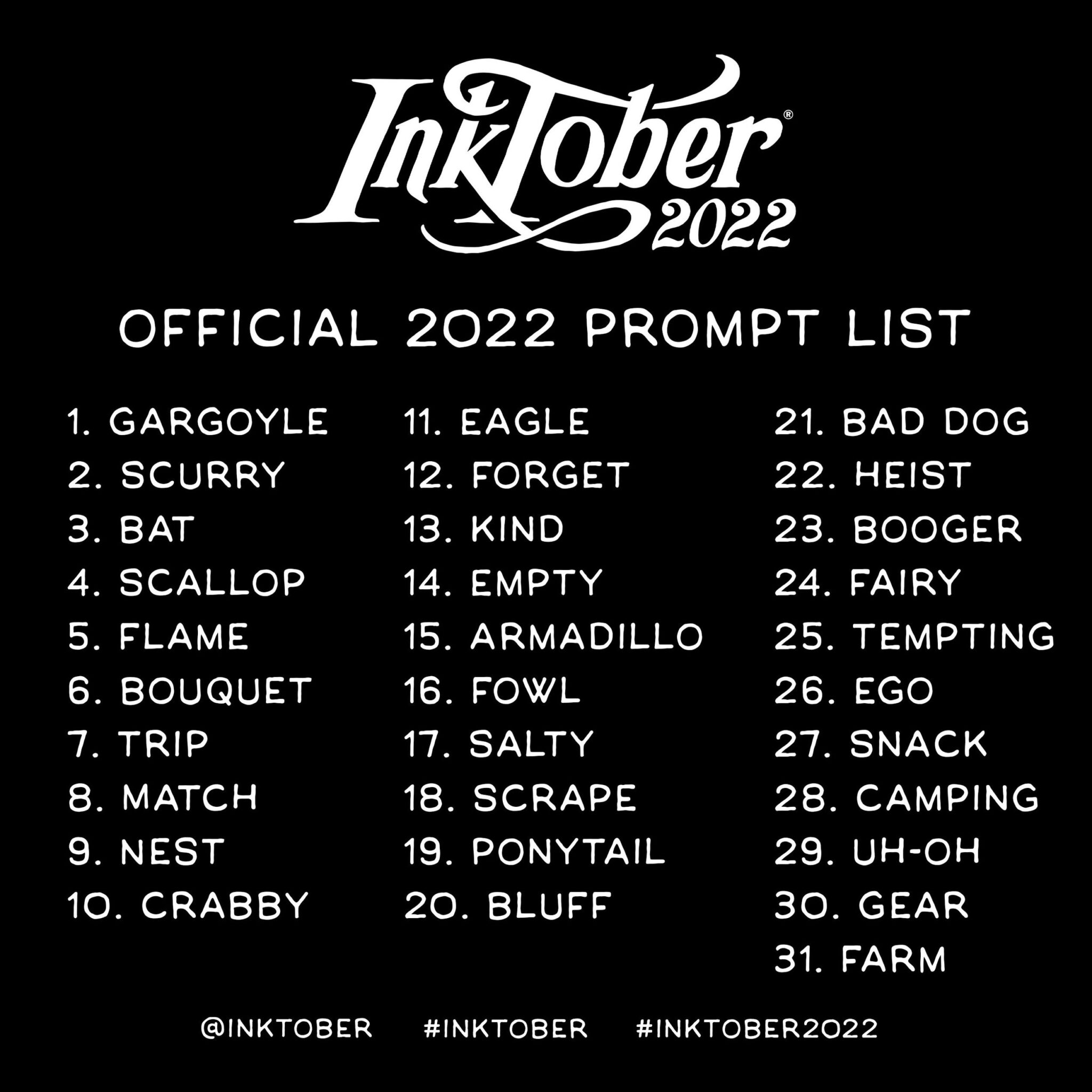 Inktober Art Challenge 2022 Blackstone Valley Art Association